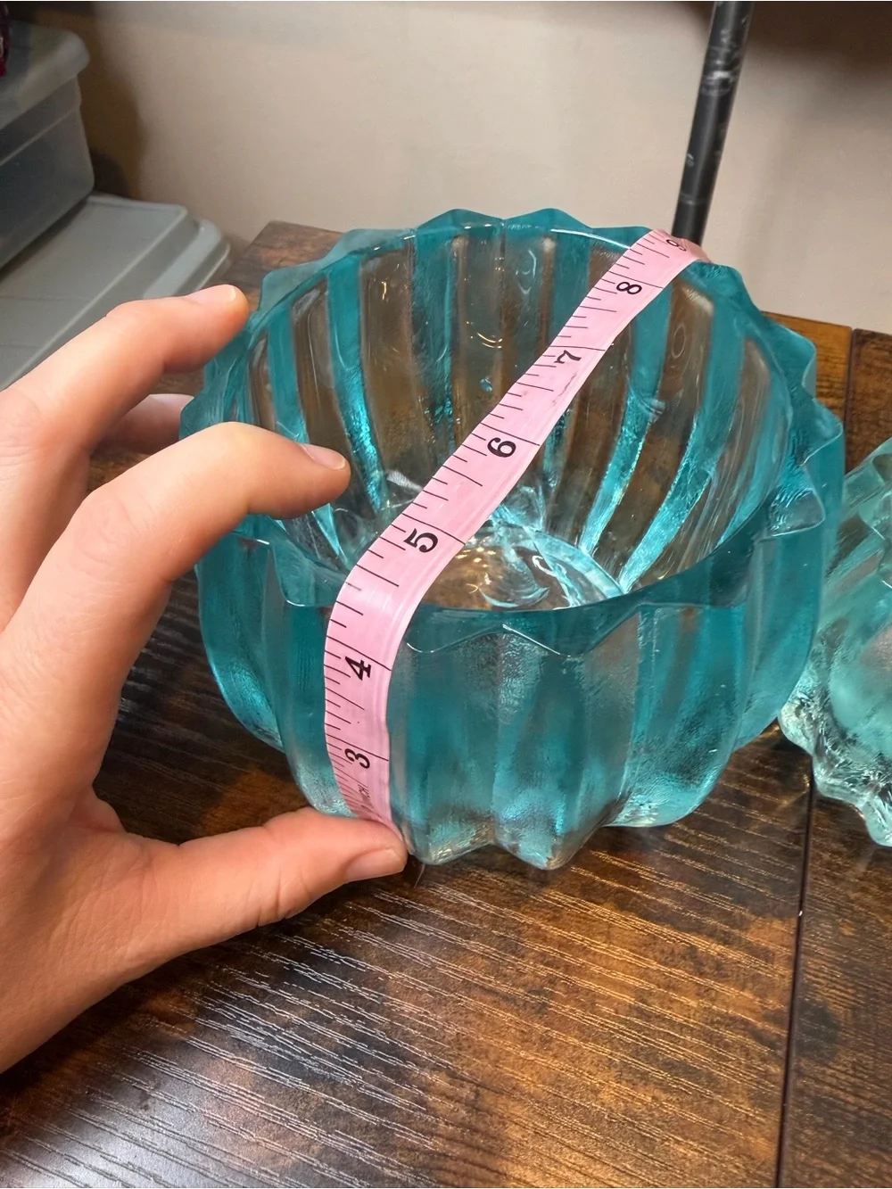 Vintage Turquoise Ribbed Glass Candle Holders - 2 sizes